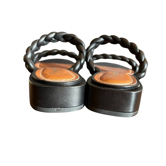 L’Intervalle Braided Leather Slide Sandal Black US 8 Double Strap Low Block Heel - Picture 7 of 14